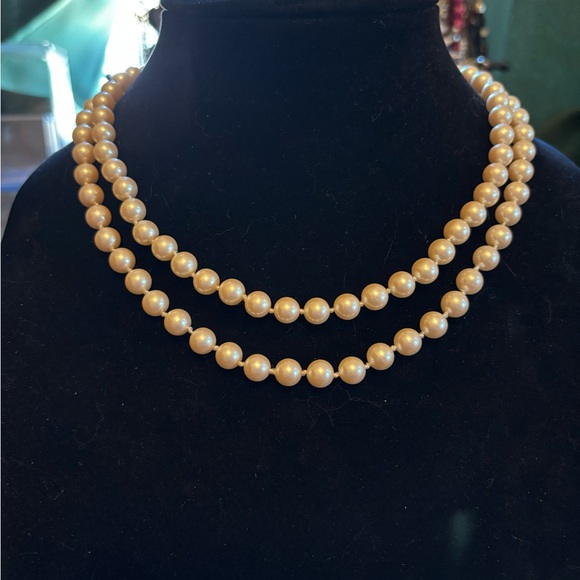 Vintage MONET Double Strand Faux Pearl Necklace- Triple Marked - Picture 1 of 2